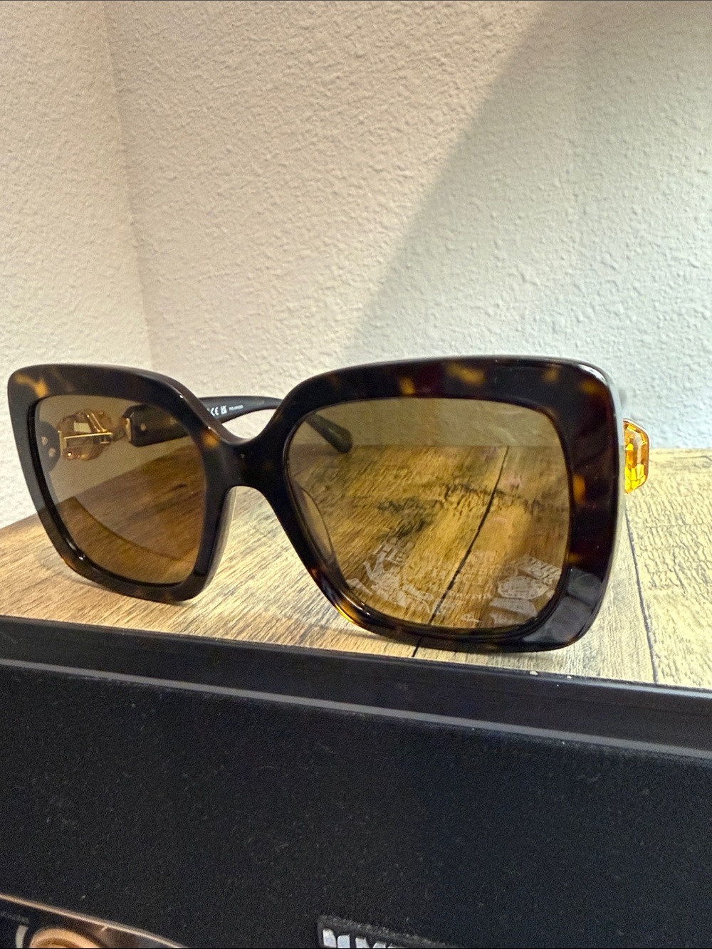 Swarovski Tortoiseshell Square Sunglasses with Brown Lenses